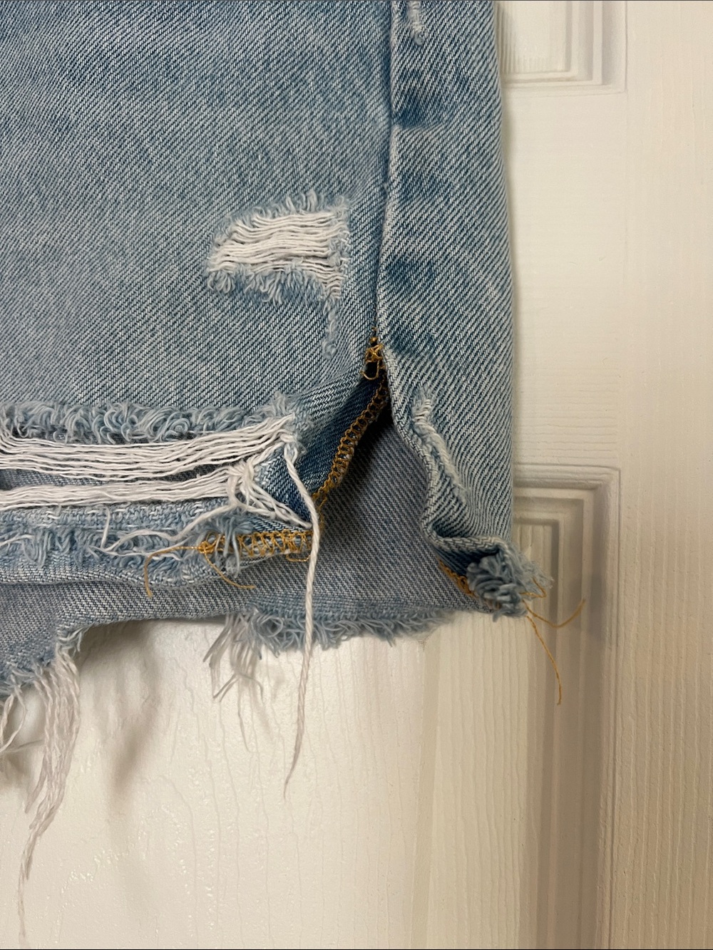 Agolde Light Blue Distressed Jean Shorts - Picture 8 of 8